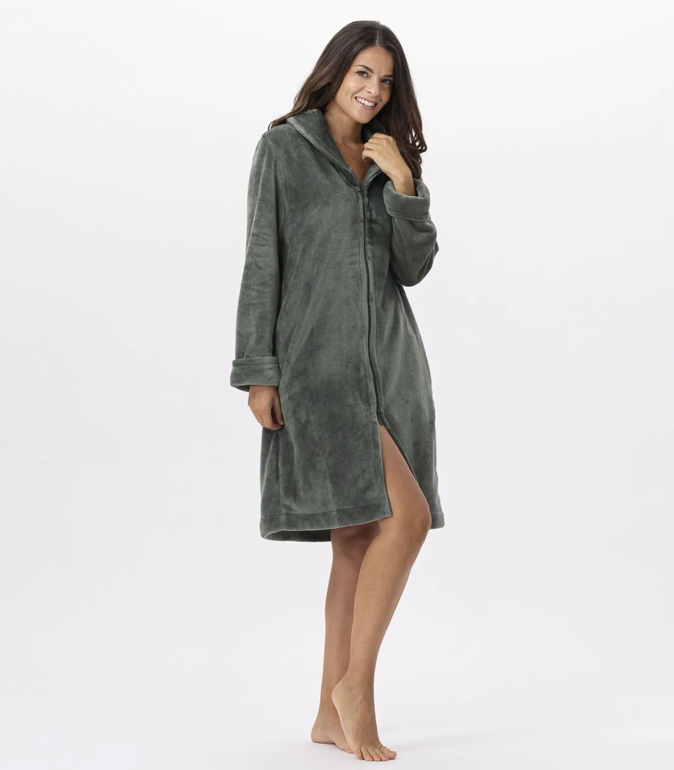 ESSENTIEL H56B molton pluche kamerjas met rits