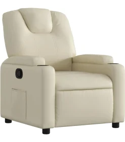 Fauteuil verstelbaar kunstleer crèmekleurig