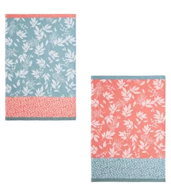 Feuillage - Set van 2 theedoeken van katoenen jacquard met print