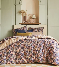 Folk Flowers - Laken in katoen satijn met print 180x290cm