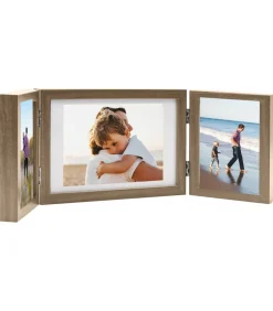 Fotolijst drieluik 28x18 cm+2x(13x18 cm) lichtbruin