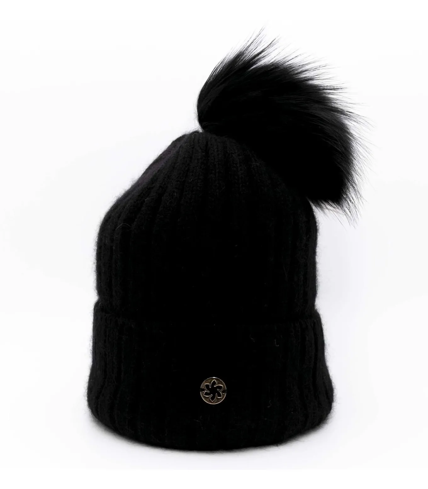 Galanter Fur Cuffia A Coste Con Risvolto E Pompon