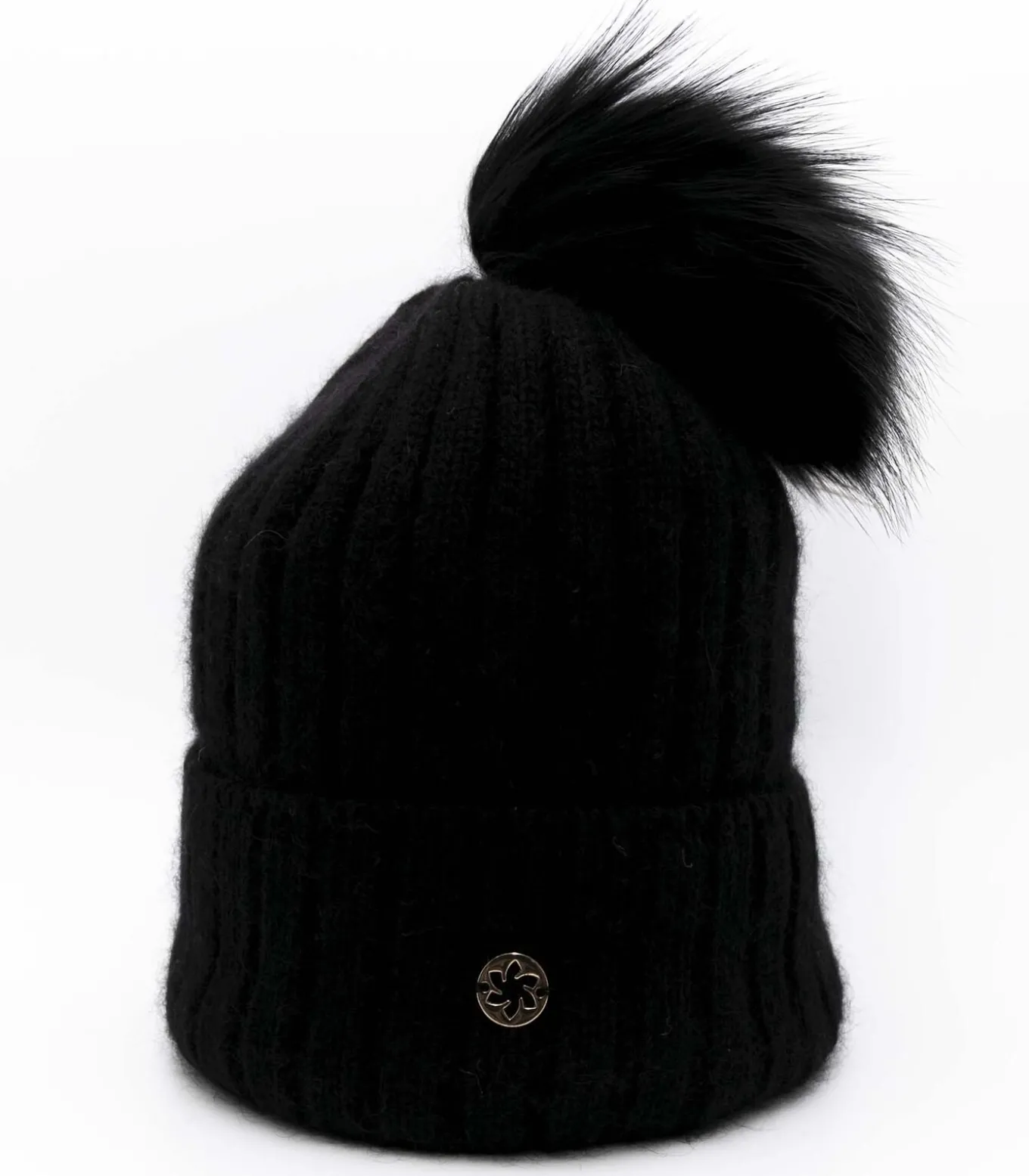 Galanter Fur Cuffia A Coste Con Risvolto E Pompon