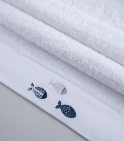 Geborduurde badhanddoek Delmy 85x150 cm Wit