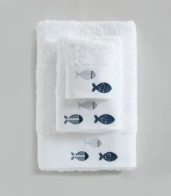 Geborduurde badhanddoek Delmy 85x150 cm Wit