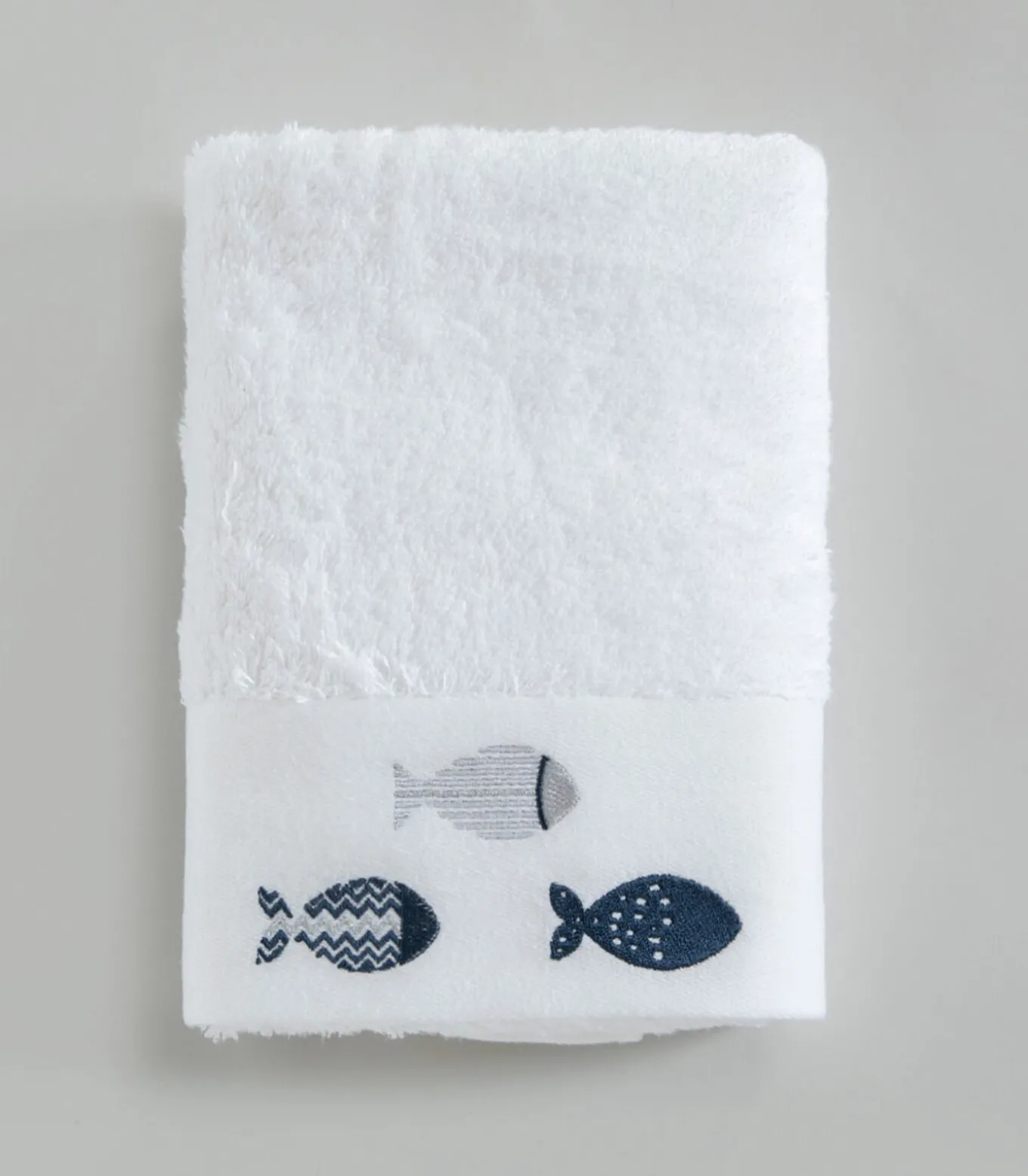 Geborduurde gezichtshanddoek Delmy 50x90 cm Wit