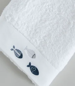 Geborduurde gezichtshanddoek Delmy 50x90 cm Wit