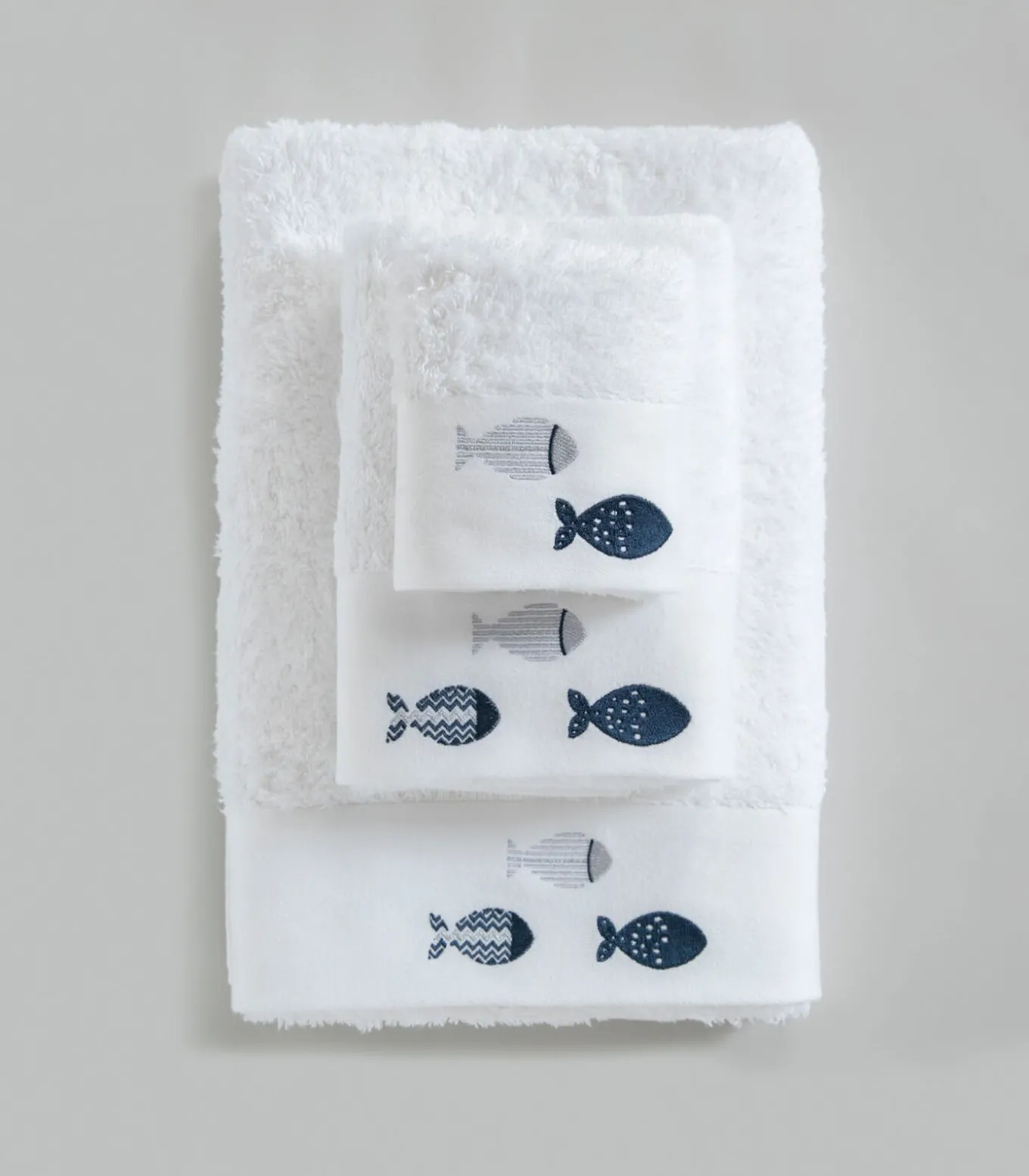 Geborduurde gezichtshanddoek Delmy 50x90 cm Wit