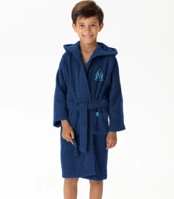 Geborduurde kinderbadjas met capuchon 100% katoen, OM RUBAN
