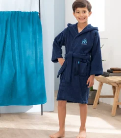 Geborduurde kinderbadjas met capuchon 100% katoen, OM RUBAN