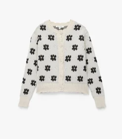 Gebreid vest met bloemenmotief