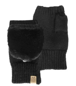 Gebreide dameswanten met imitatiebont Zwart