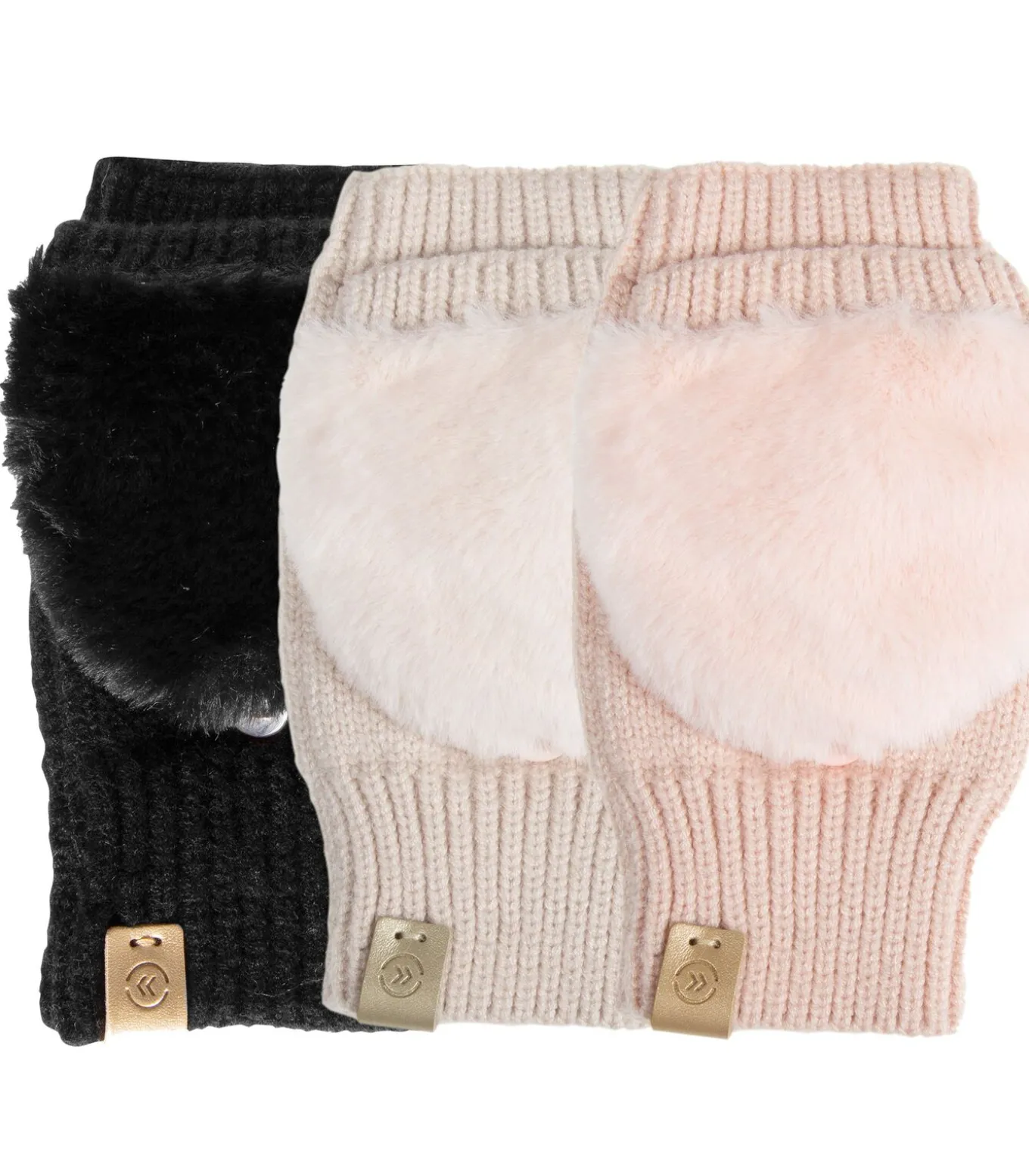 Gebreide dameswanten met imitatiebont Zwart