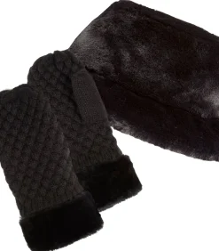 Gebreide dameswanten Zwarte bontrand