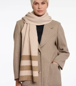 Gebreide gestreepte sjaal Birch melange OS