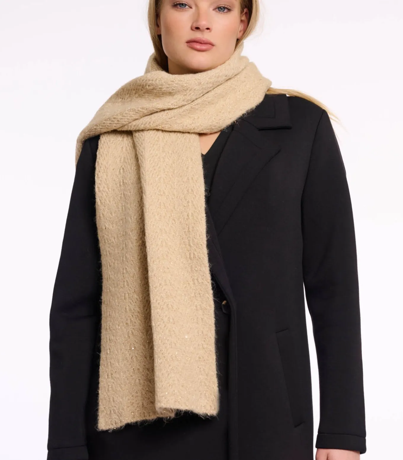 Gebreide sjaal Licht beige OS