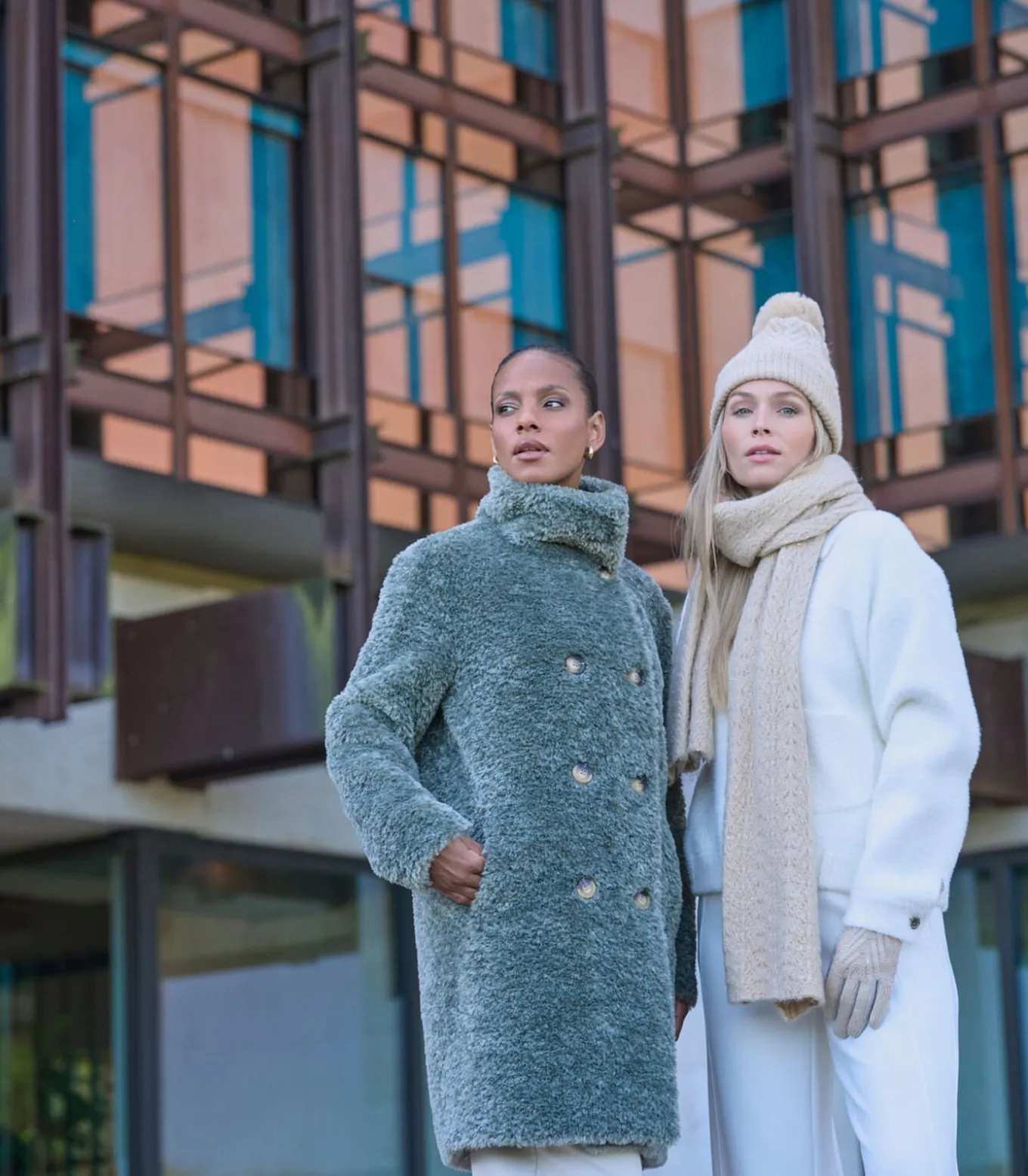 Gebreide sjaal Licht beige OS