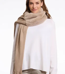 Gebreide sjaal met imitatiebont detail Oat OS