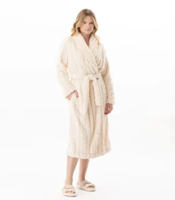 Gekruiste badjas met gevlochten effect ESSENTIEL 160