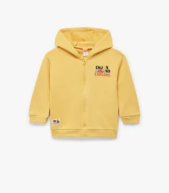 Gele Baby Sweatshirt Rits Capuchon