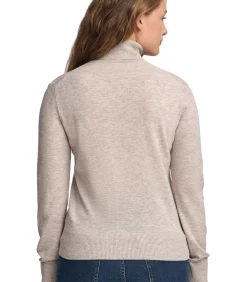 Gemêleerd beige coltrui van merinowol en met slim fit