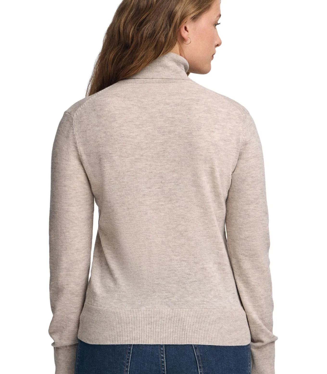 Gemêleerd beige coltrui van merinowol en met slim fit