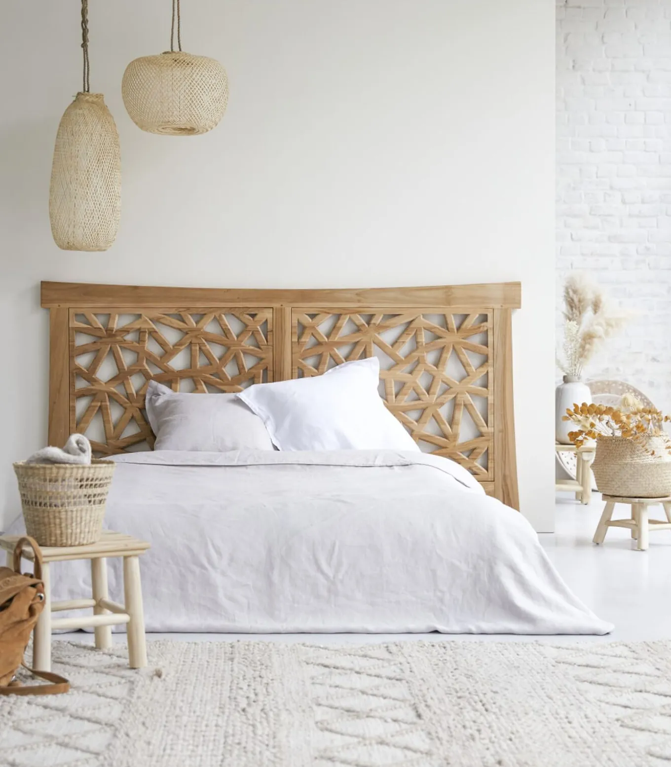 Gentong - Hoofdbord van massief teakhout 210 cm