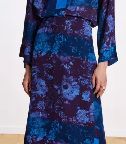 Geprinte pruim uitlopende midirok