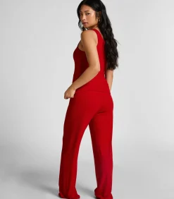 Geribde singlet van geborstelde jersey