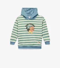 Gestreepte Kindertrui met Kap en Leeuwenprint