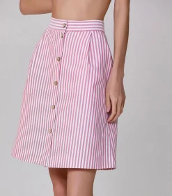Gestreepte korte rok met knopen