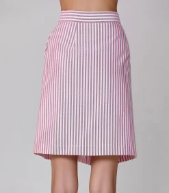 Gestreepte korte rok met knopen