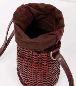 Gevlochten leren emmertas MILK