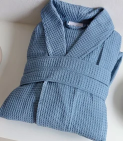 Gewafelde Badjas Jeans Blauw