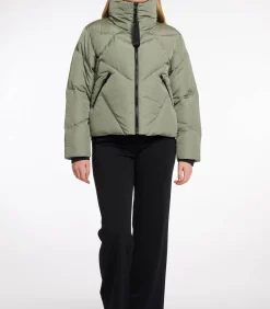 Gewatteerd jack met hoge kraag Groene as 38