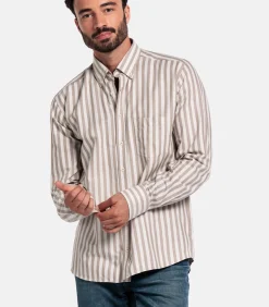 Giordano Brando Gestreept Overhemd – Donkerbruin