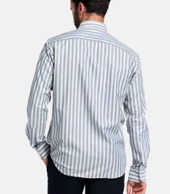 Giordano Brando Gestreept Overhemd – Middenblauw