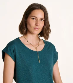 Gouden ketting met natuurlijke stenen in zeegroen