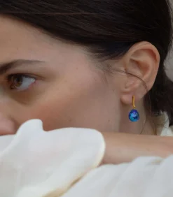 Gouden oorbellen Gaudí Jewelry blauw