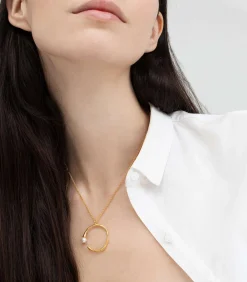 Gouden ronde ketting Eclat met witte parel