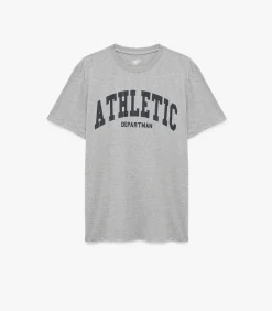 Grijs T-shirt Korte Mouwen Ronde Hals Bedrukt