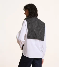 Grijze gebreide plastron met rits