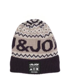 Grijze herenmuts met pompon en logo