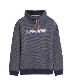 Grijze jongenssweater met kangoeroezak en opstaande kraag