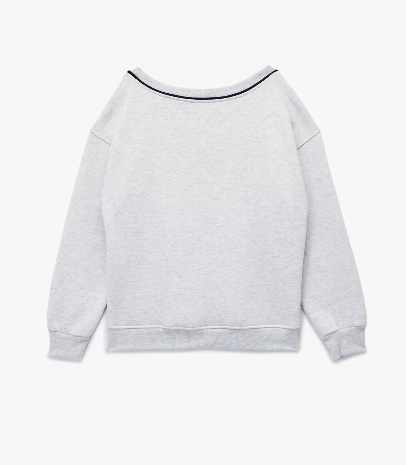 Grijze Oversized Sweatshirt V-hals Lange Mouwen