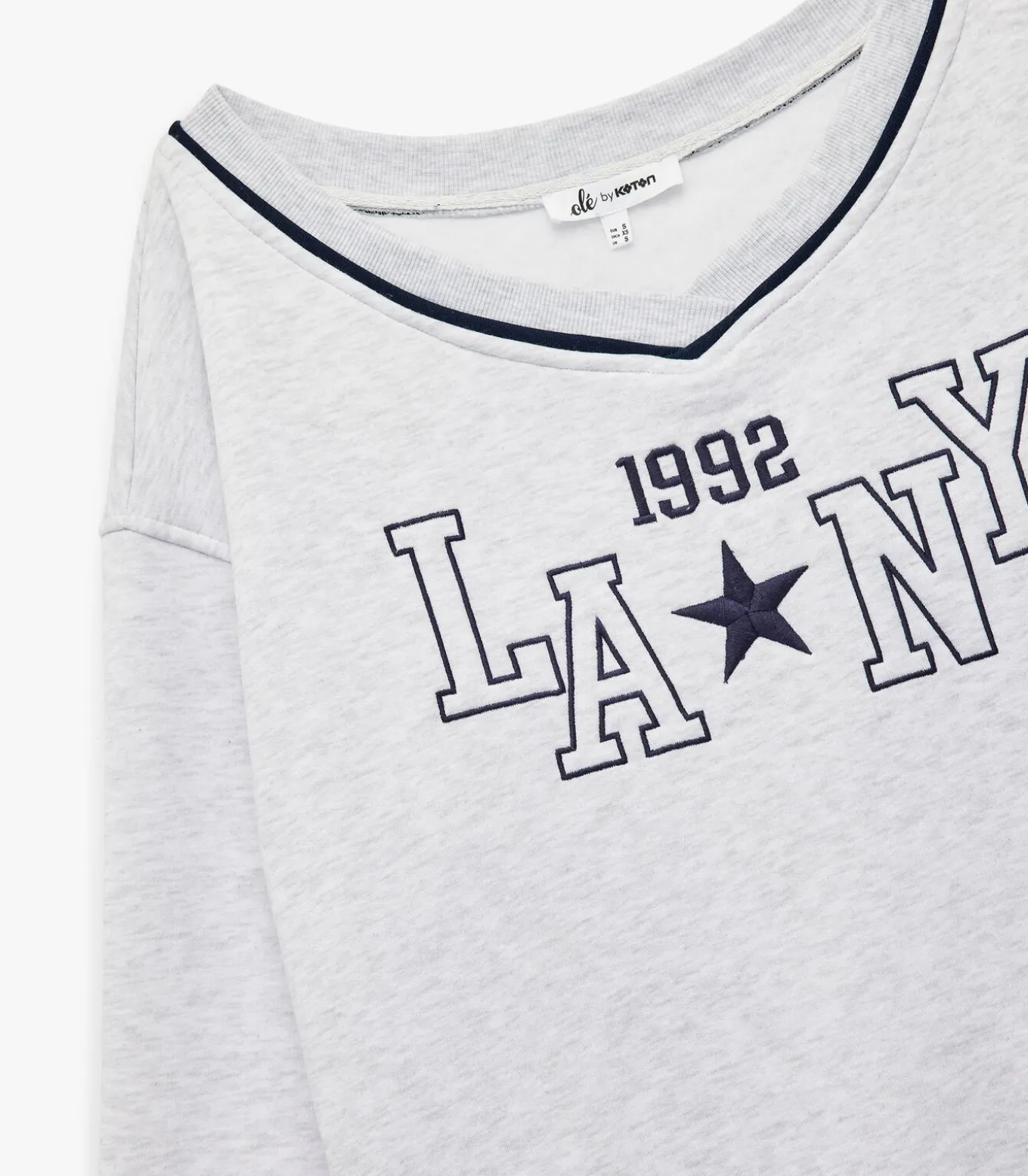 Grijze Oversized Sweatshirt V-hals Lange Mouwen