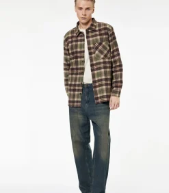 Groene Herenblouse Regular Fit Lange Mouwen Geruit