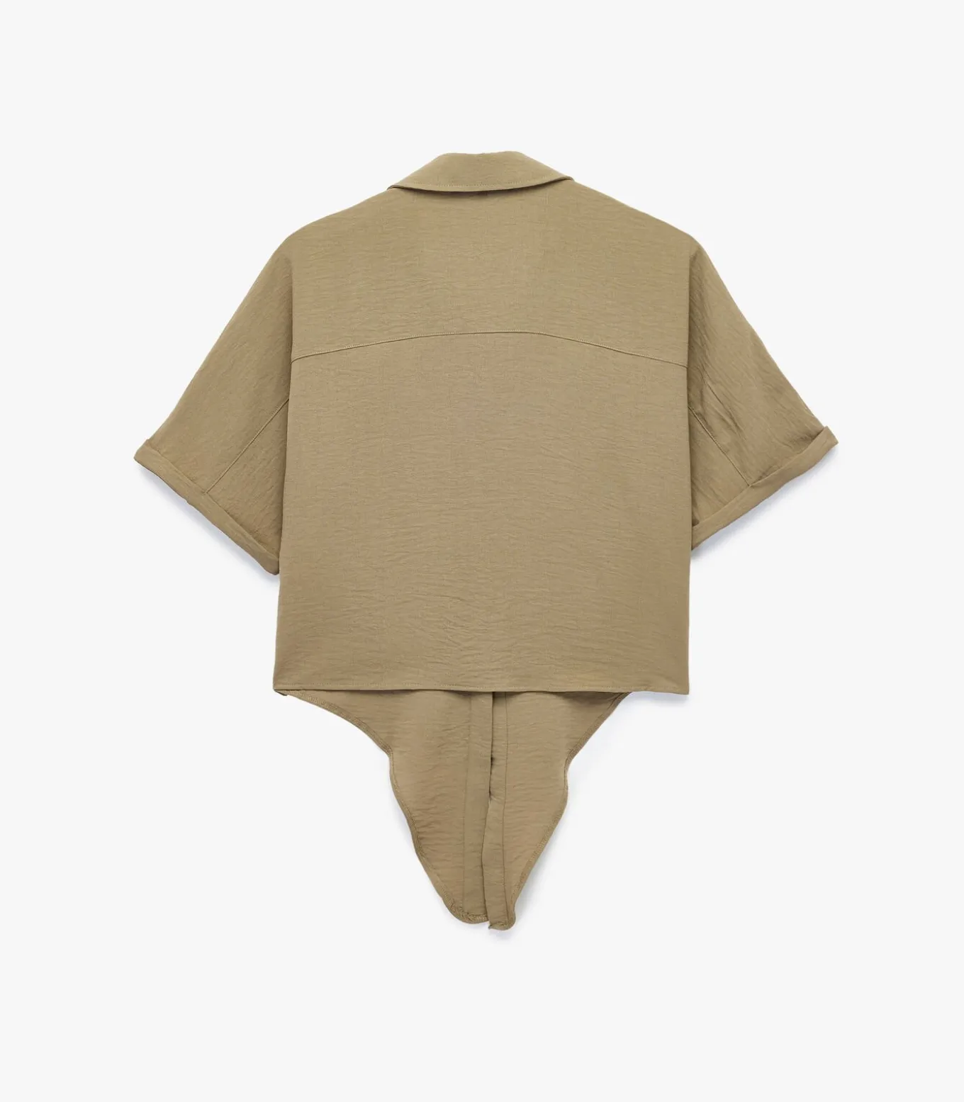 Groene Korte Mouwen Blouse met Binddetail