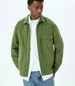 Groene Mannen Oversized Spijkerjas Lange Mouwen