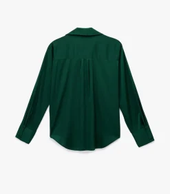 Groene Satijnen Blouse Met Lange Mouwen